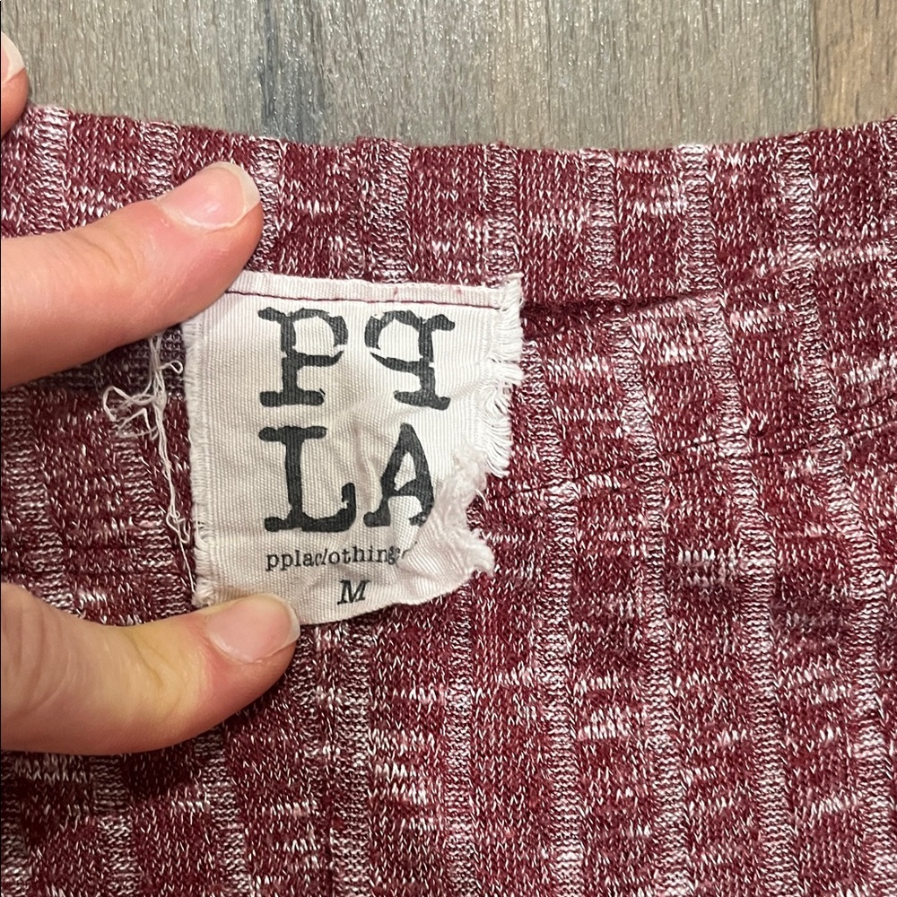 PPLA Burgundy Textured Flare Pants - Picture 2 of 2